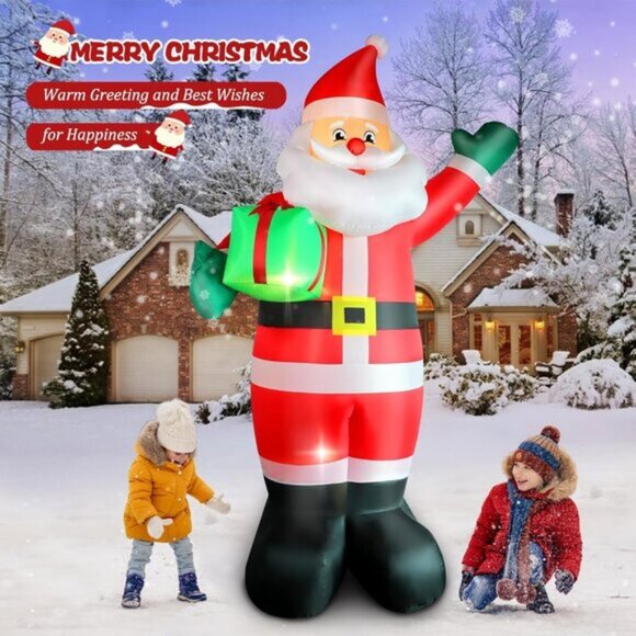 ⚡10 FT Christmas Inflatable Santa Claus Blow Up Holding Gift Box Outside Decor - Picture 2 of 6